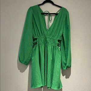 Blush Vibrant Green Long Sleeve Dress